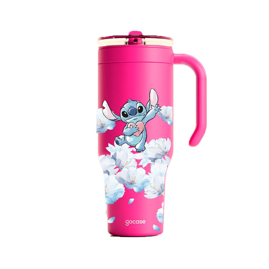 Copo Térmico Life + Ebook -  Lilo & Stitch - Elegant Flower