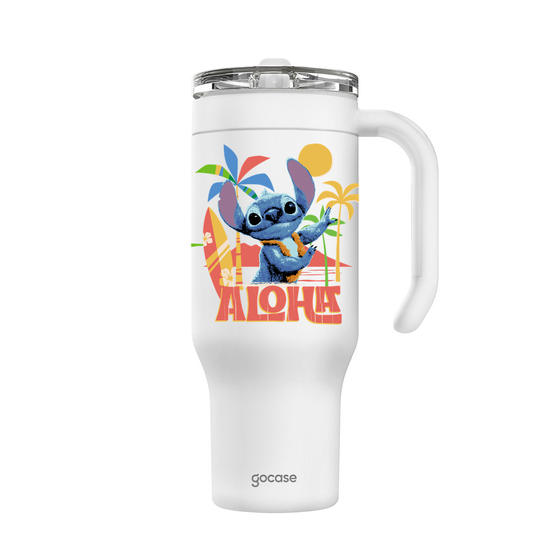 Copo Térmico Life + Ebook -  Lilo e Stitch - Praia Havaiana