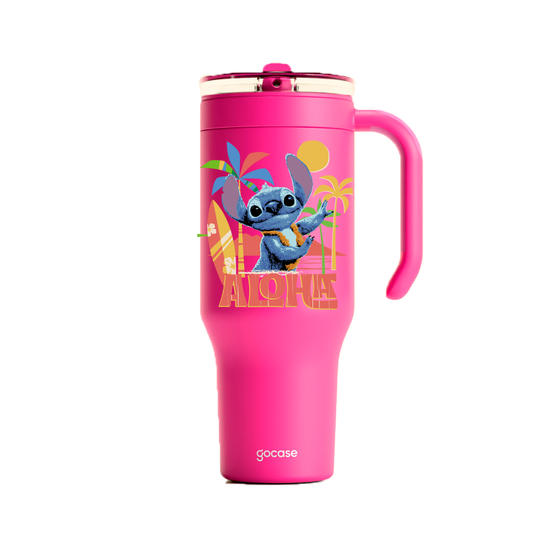 Copo Térmico Life + Ebook -  Lilo e Stitch - Praia Havaiana