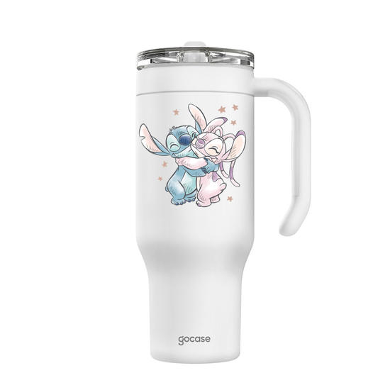 Copo Térmico Life + Ebook -  Stitch e Angel - Soft Hug