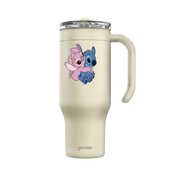 Copo Térmico Life + Ebook -  Lilo & Stitch - Stitch e Angel