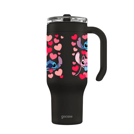 Copo Térmico Life + Ebook -  Lilo & Stitch - Pattern de Corações