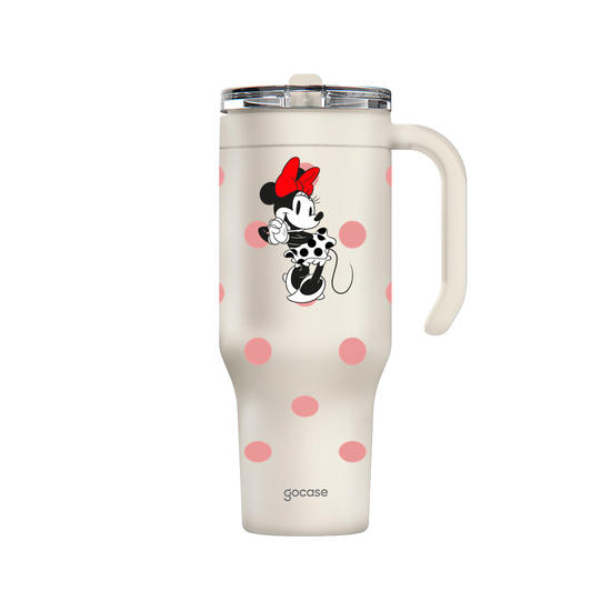 Copo Térmico Life - Mickey & Amigos - Minnie - Poa Rosinha