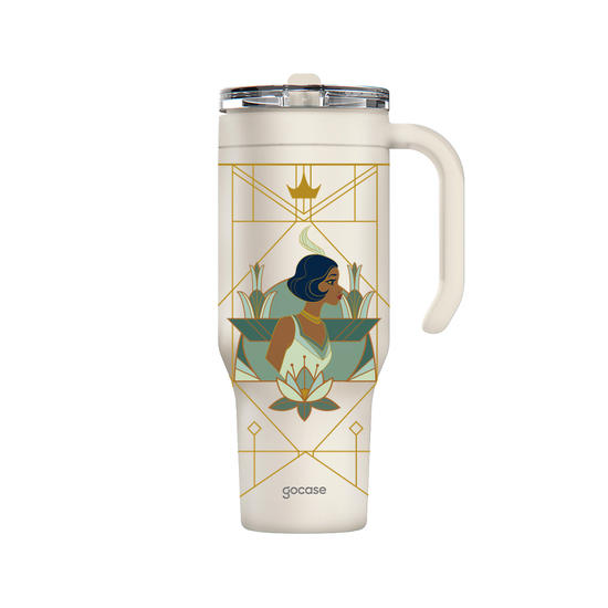 Copo Térmico Life - Princesas - Tiana Lineart Vitral