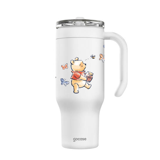 Copo Térmico Life + Ebook -  Ursinho Pooh - Watercolor Butterflies