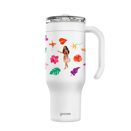 Copo Térmico Life + Ebook -  Moana Live Action - Jardim Florido