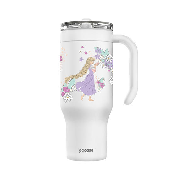 Copo Térmico Life + Ebook - Princesas - Primavera da Rapunzel