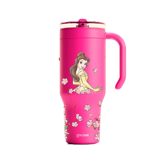 Copo Térmico Life + Ebook -  Princesas - Bela Classical Rose