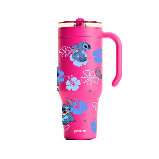 Copo Térmico Life + Ebook -  Lilo & Stitch - Flores Havaianas