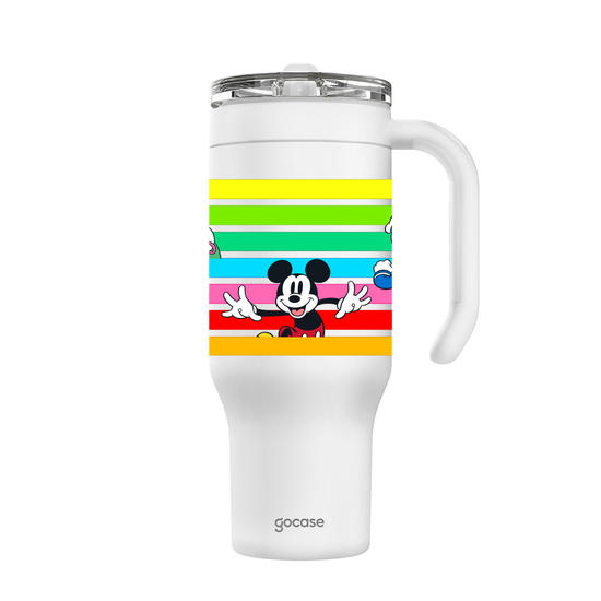 Copo Térmico Life + Ebook -  Mickey & Amigos - Listras