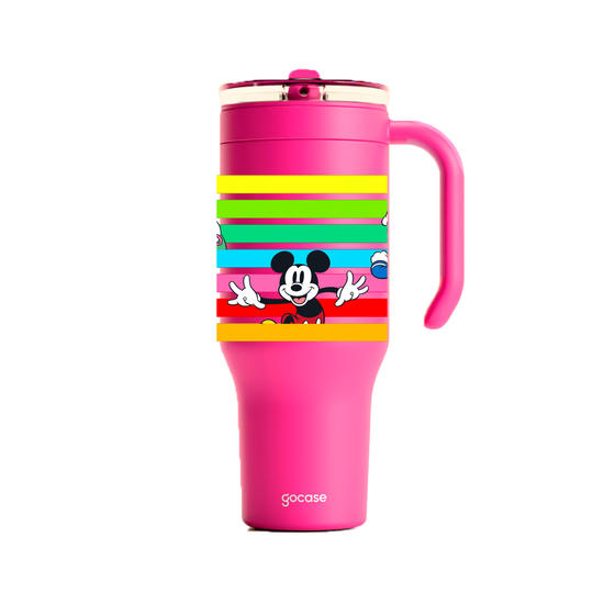 Copo Térmico Life + Ebook -  Mickey & Amigos - Listras