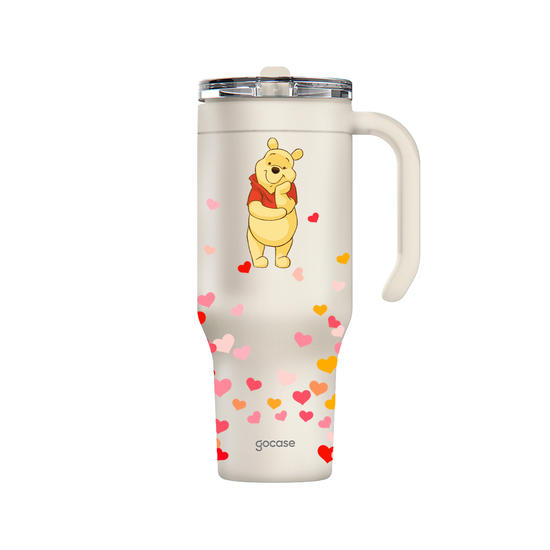 Copo Térmico Life + Ebook -  Turma do Pooh - Corações Flutuantes