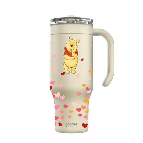 Copo Térmico Life + Ebook -  Turma do Pooh - Corações Flutuantes