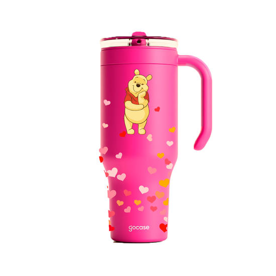 Copo Térmico Life + Ebook -  Turma do Pooh - Corações Flutuantes