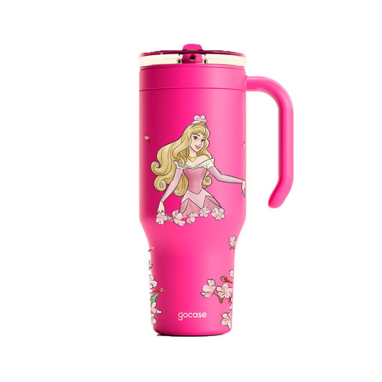 Copo Térmico Life + Ebook -  Princesas - Aurora Classical Rose