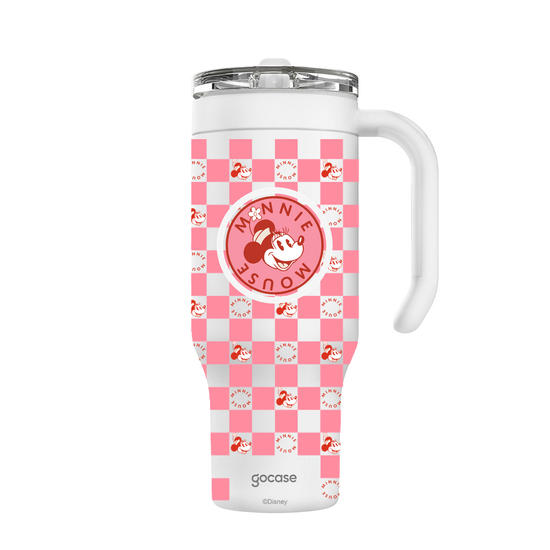 Copo Térmico Life + Ebook -  Mickey & Amigos - Minnie Quadriculado
