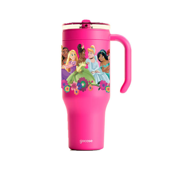 Copo Térmico Life + Ebook -  Princesas - Flores e Castelo