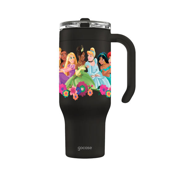 Copo Térmico Life + Ebook -  Princesas - Flores e Castelo