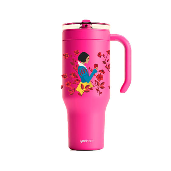 Copo Térmico Life + Ebook -  Branca de Neve - Rosas Vermelhas