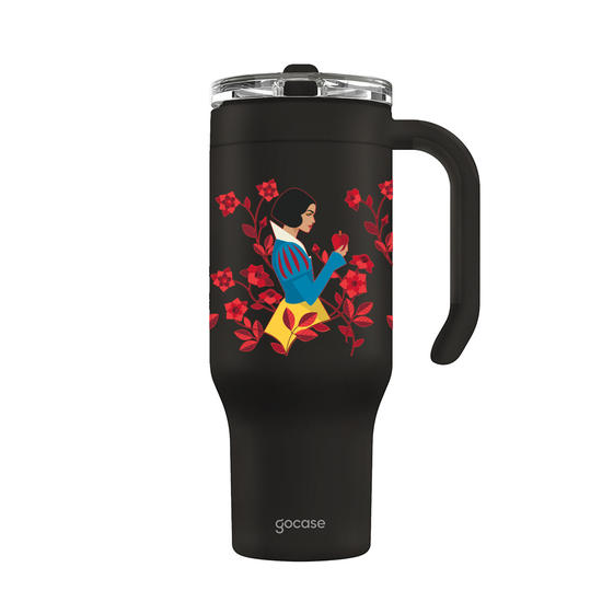 Copo Térmico Life + Ebook -  Branca de Neve - Rosas Vermelhas