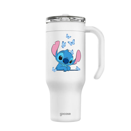 Copo Térmico Life + Ebook - Stitch Adoráveis Borboletas