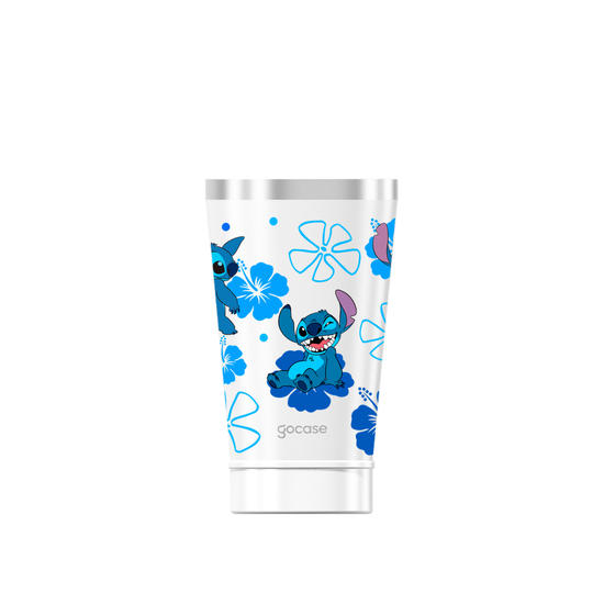 Copo Térmico + Ebook - Stitch - Flores Havaianas