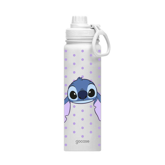 Garrafa Térmica Fresh + Ebook - Lilo & Stitch - Poá Lilás