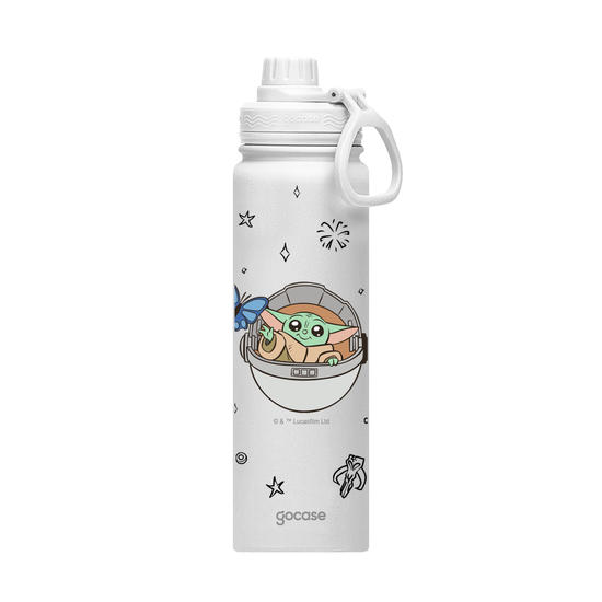 Garrafa Térmica Fresh + Ebook - Star Wars - Yoda com Borboleta Azul
