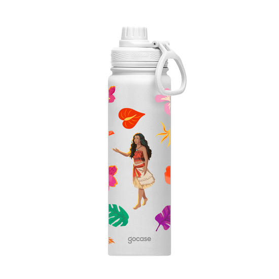 Garrafa Térmica Fresh + Ebook -  Moana Live Action - Jardim Florido