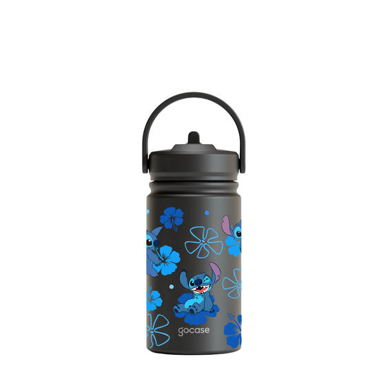 Garrafa Térmica Mini + Ebook - Stitch - Flores Havaianas