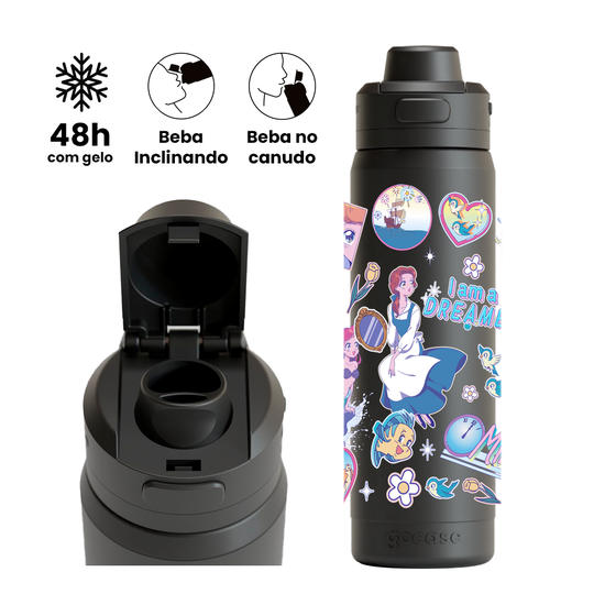 Garrafa Térmica Flip Pro - Princess Anime Stickers