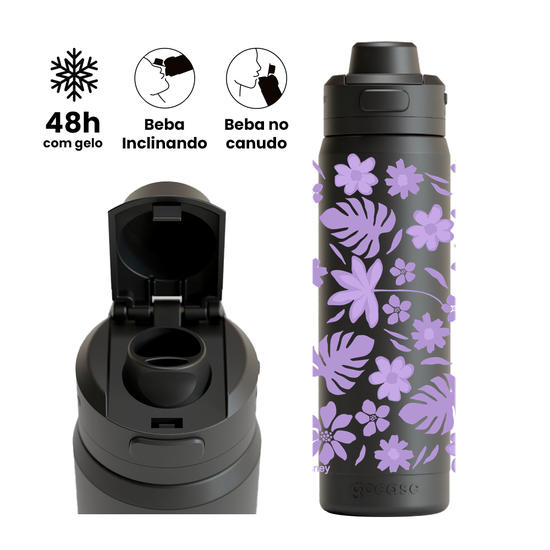 Garrafa Térmica Flip Pro - Lilo & Stitch - Angel Peekaboo - Lilás