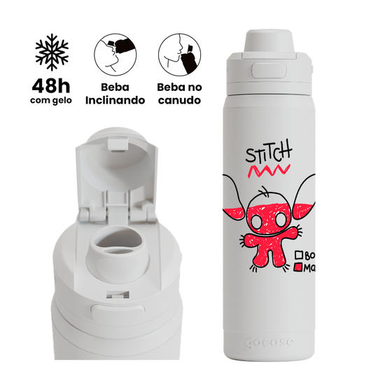 Garrafa Térmica Flip Pro - Lilo & Stitch - Nível de Maldade