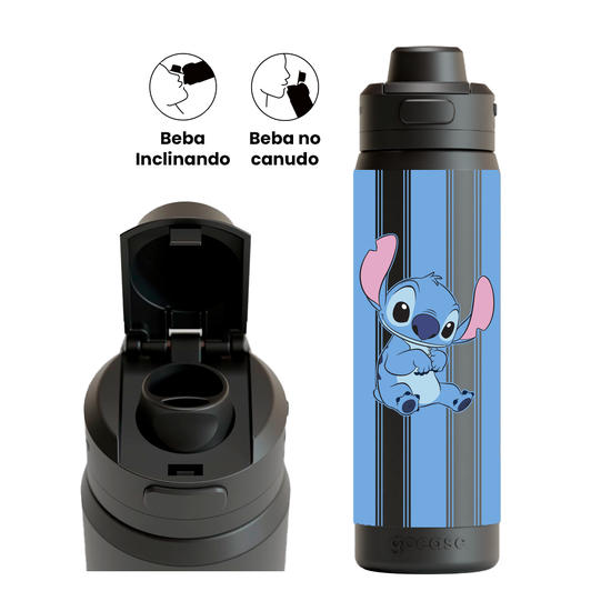 Garrafa Térmica Flip Pro + Ebook -  Lilo & Stitch - Blue Stripes