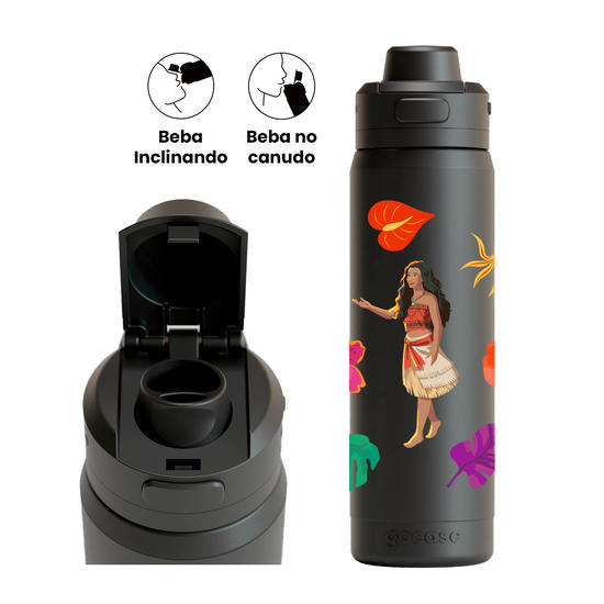 Garrafa Térmica Flip Pro -  Moana Live Action - Jardim Florido