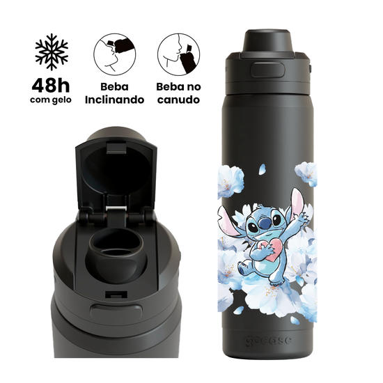 Garrafa Térmica Flip Pro - Lilo & Stitch - Stitch Elegant Flower