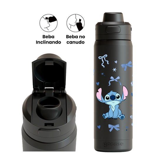 Garrafa Térmica Flip Pro - Lilo & Stich - Stitch Laços Azuis