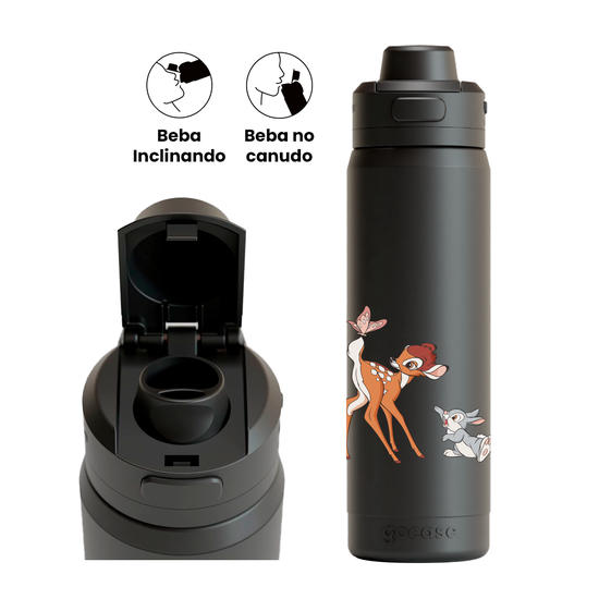 Garrafa Térmica Flip Pro - Bambi, Tambor e Borboleta