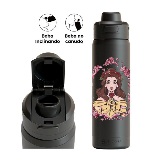 Garrafa Térmica Flip Pro + Ebook - Princesas - Delicate Belle