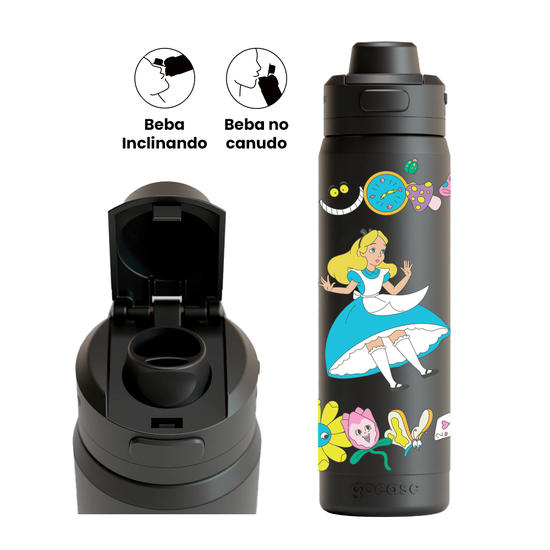 Garrafa Térmica Flip Pro + Ebook - Alice no País das Maravilhas - Wonderland Girl