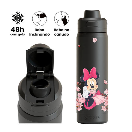 Garrafa Térmica Flip Pro + Ebook -  Mickey & Amigos - Minnie Classical Rose
