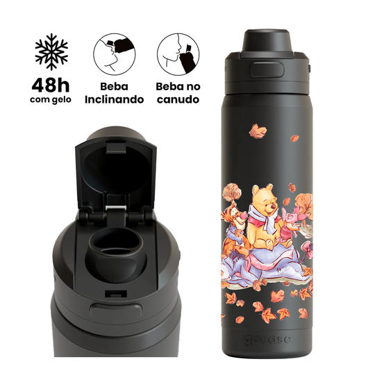 Garrafa Térmica Flip Pro + Ebook -  Ursinho Pooh - Encanto da Turma do Pooh
