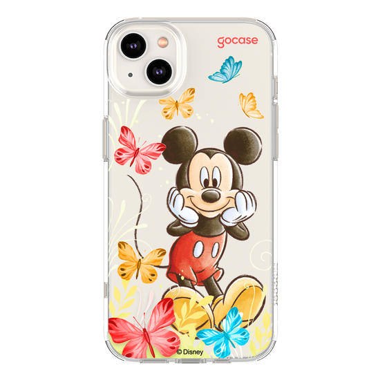 Capinha para celular Mickey & Amigos - Mickey Borboletas com Aquarela