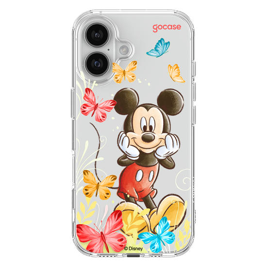 Capinha para celular Mickey & Amigos - Mickey Borboletas com Aquarela