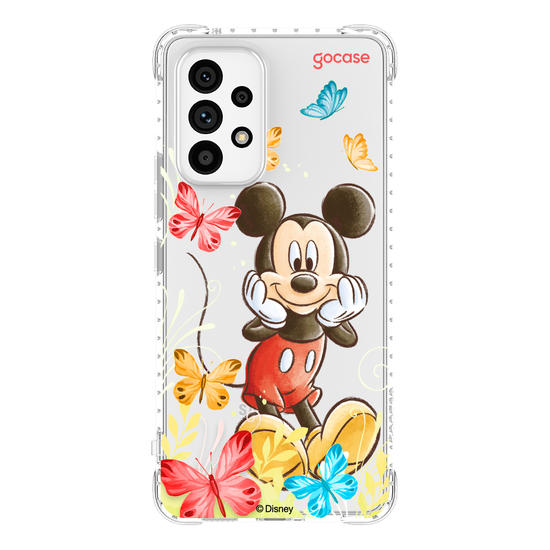 Capinha para celular Mickey & Amigos - Mickey Borboletas com Aquarela