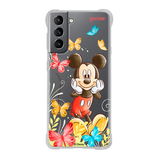 Capinha para celular Mickey & Amigos - Mickey Borboletas com Aquarela