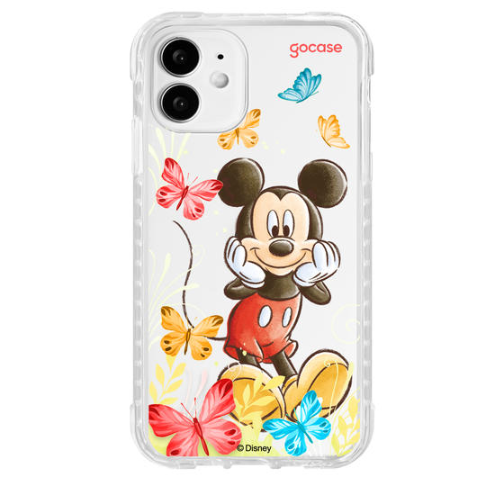 Capinha para celular Mickey & Amigos - Mickey Borboletas com Aquarela