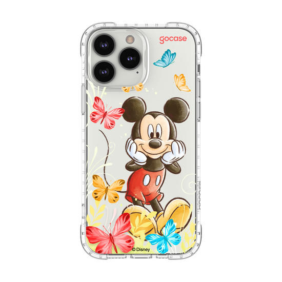 Capinha para celular Mickey & Amigos - Mickey Borboletas com Aquarela