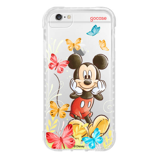 Capinha para celular Mickey & Amigos - Mickey Borboletas com Aquarela