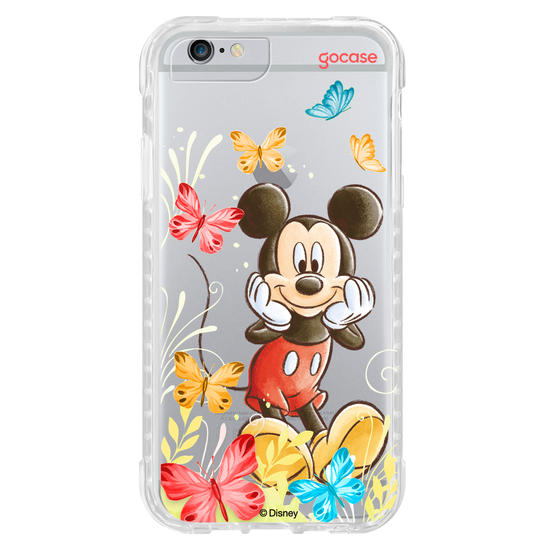 Capinha para celular Mickey & Amigos - Mickey Borboletas com Aquarela